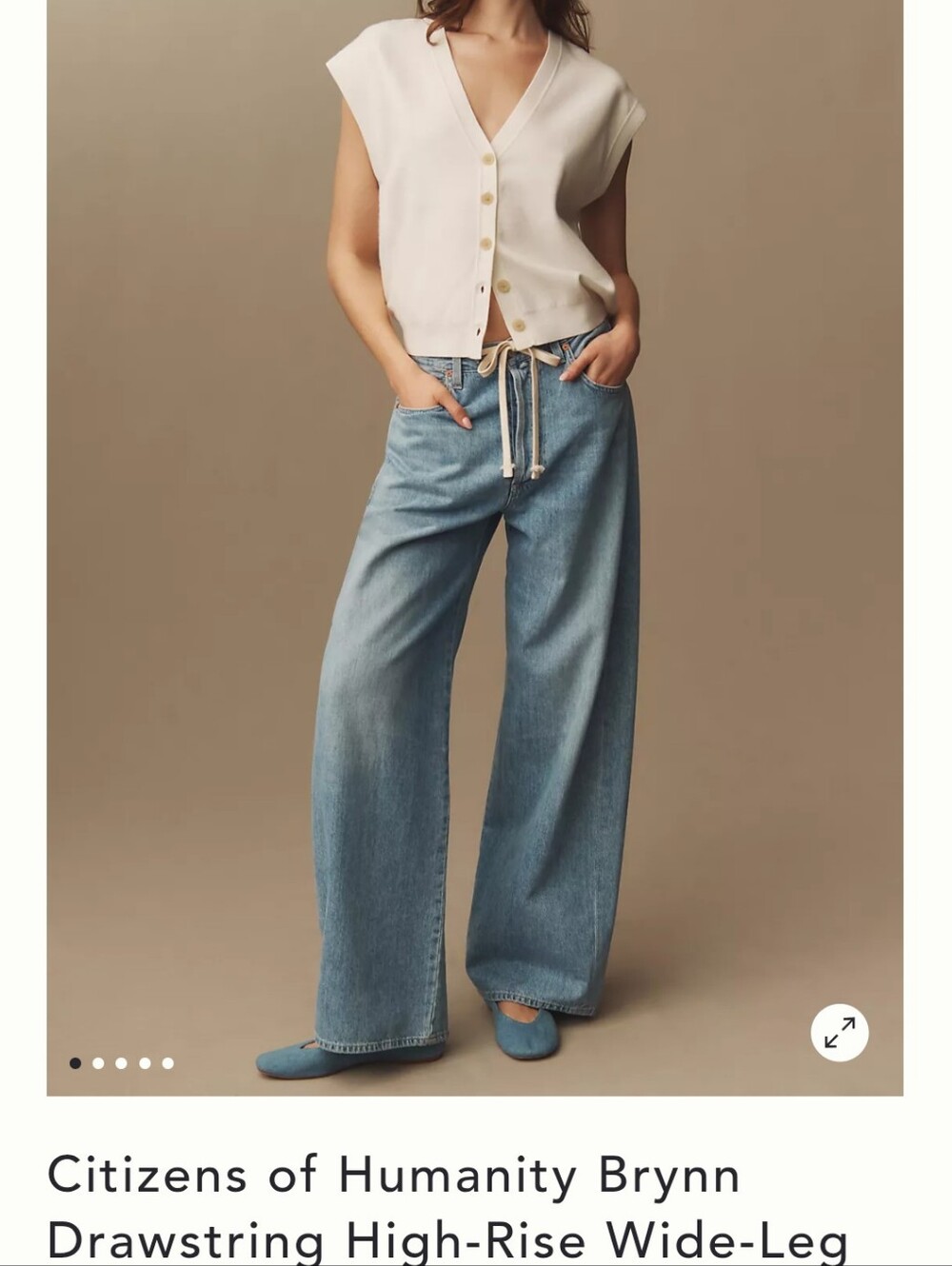 Citizens Of Humanity Light Blue High-Rise Wide-Leg Drawstring Jeans